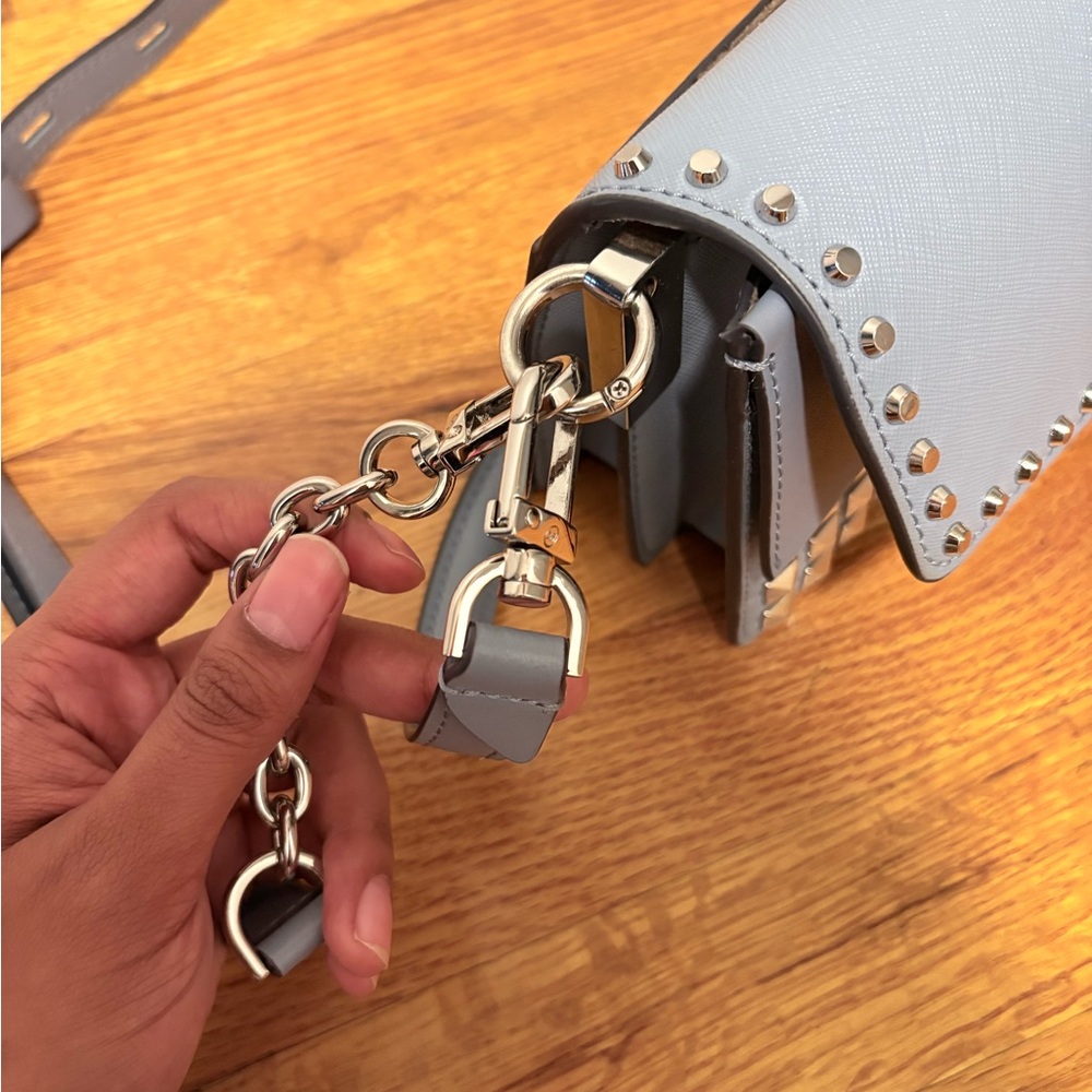 Michael Kors Blue Studded Crossbody Bag - Picture 7 of 9